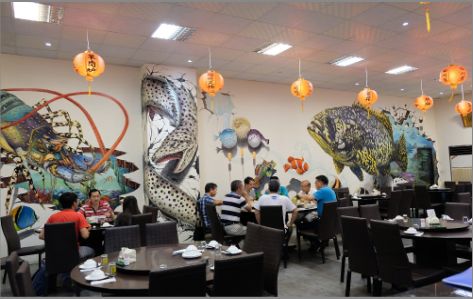 武穴海鲜餐厅墙体彩绘